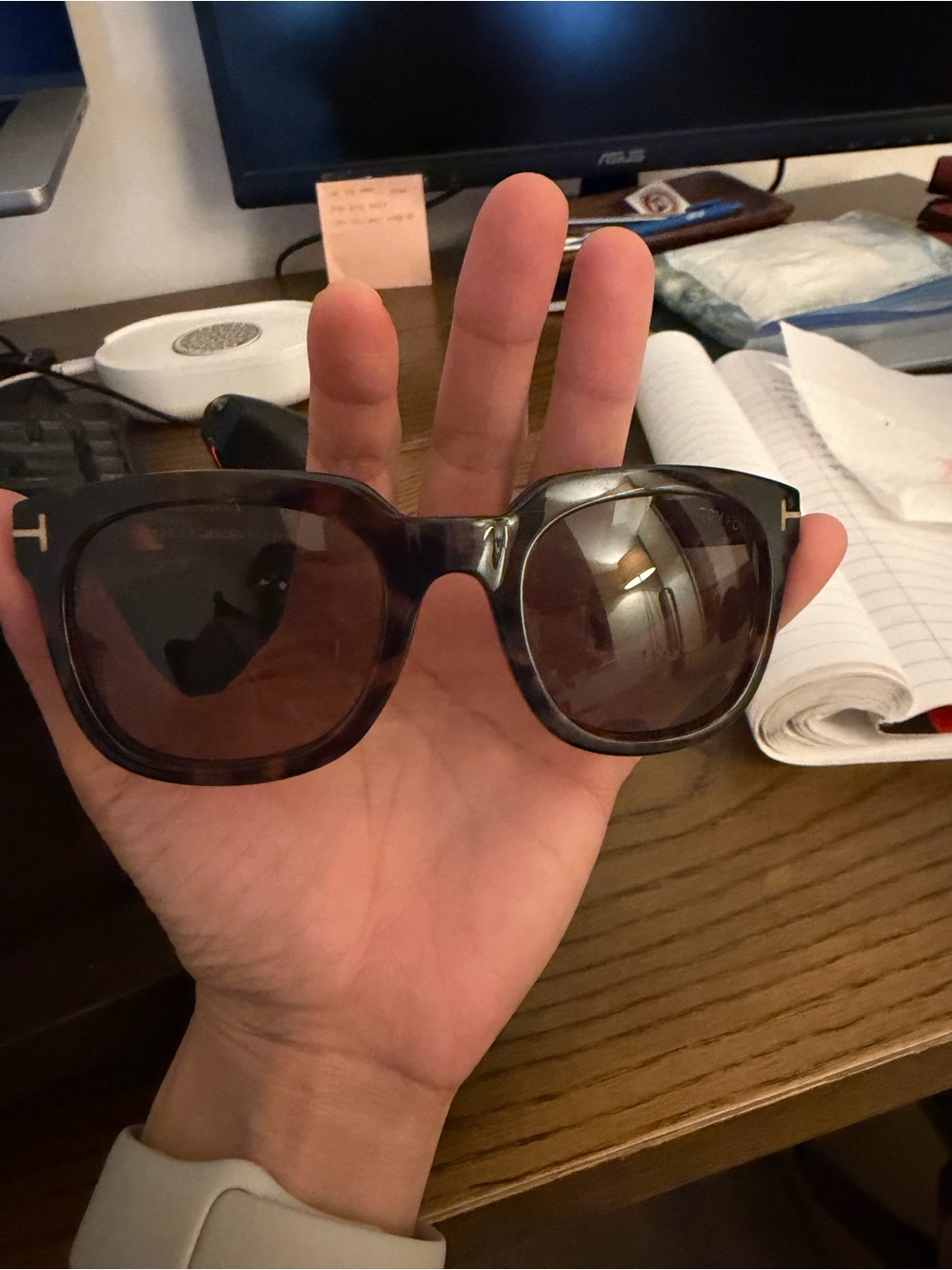 Tom Ford Women’s Dark Tortoiseshell Frame Sunglasses with Brown Lenses